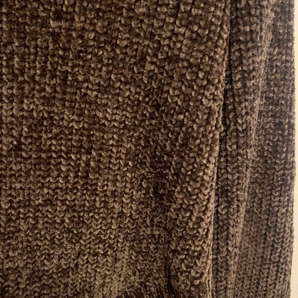 Women's open front chenille cardigan with hood olive green size small - Picture 3 of 6